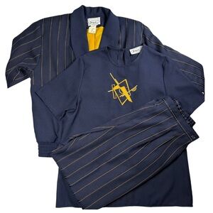 Vintage Joyce 3-piece Navy Gold Pinstripe Set—women’s size 12